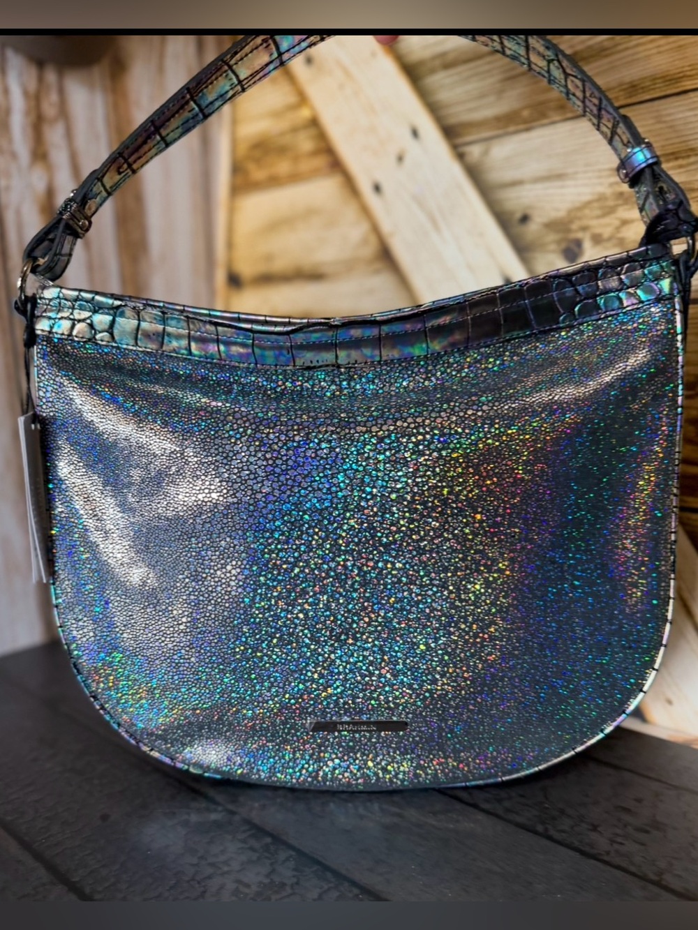 BRAHMIN SMALL KATHLEEN ROYAL BLUE ARDWELL SHOULDER HOLOGRAPHIC NWT SOFT LEATHER - Picture 5 of 12